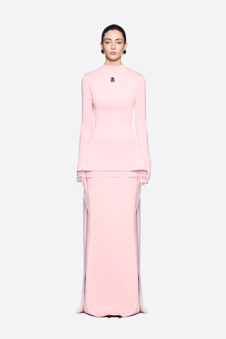 Stari Dress in pink with long sleeves and layered skirt — Chats by c.dam | Endless UAE