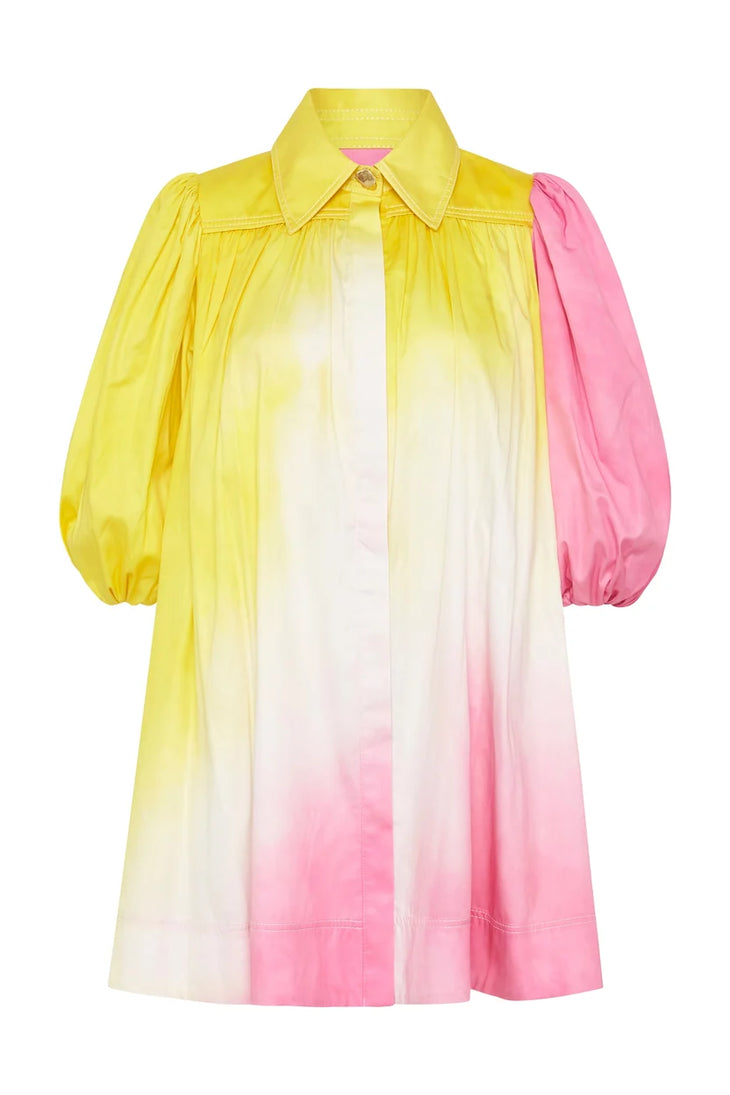 Cloud Burst Smock Mini Dress in yellow and pink ombre — Aje | Endless UAE