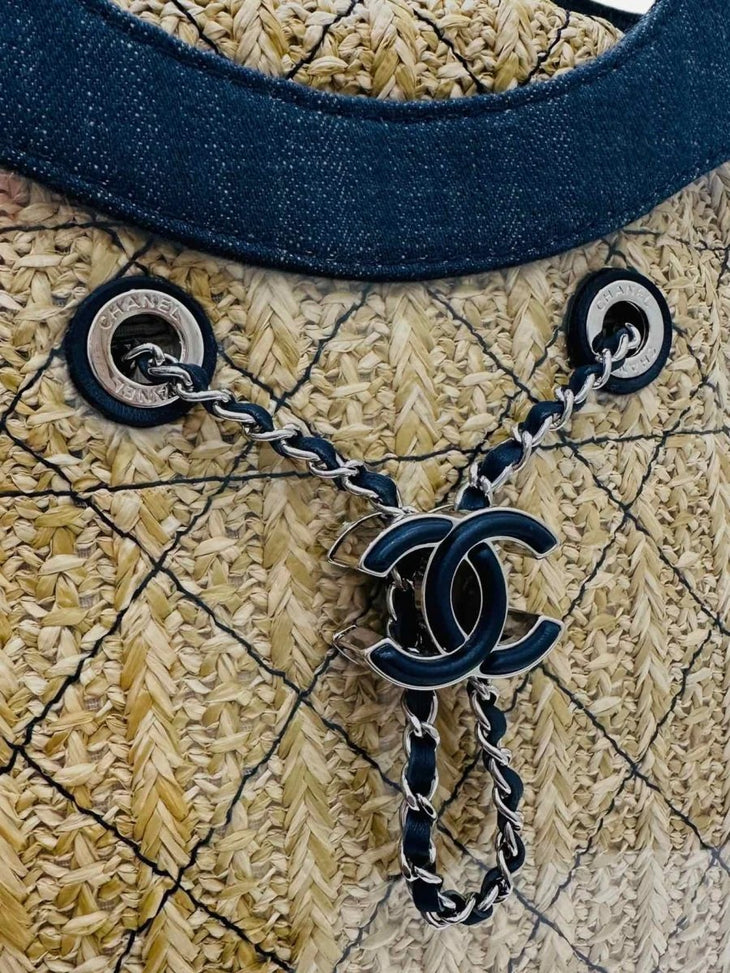 Chanel 31 PVC and Denim Shopping Tote with Raffia Insert — Chanel | Endless UAE