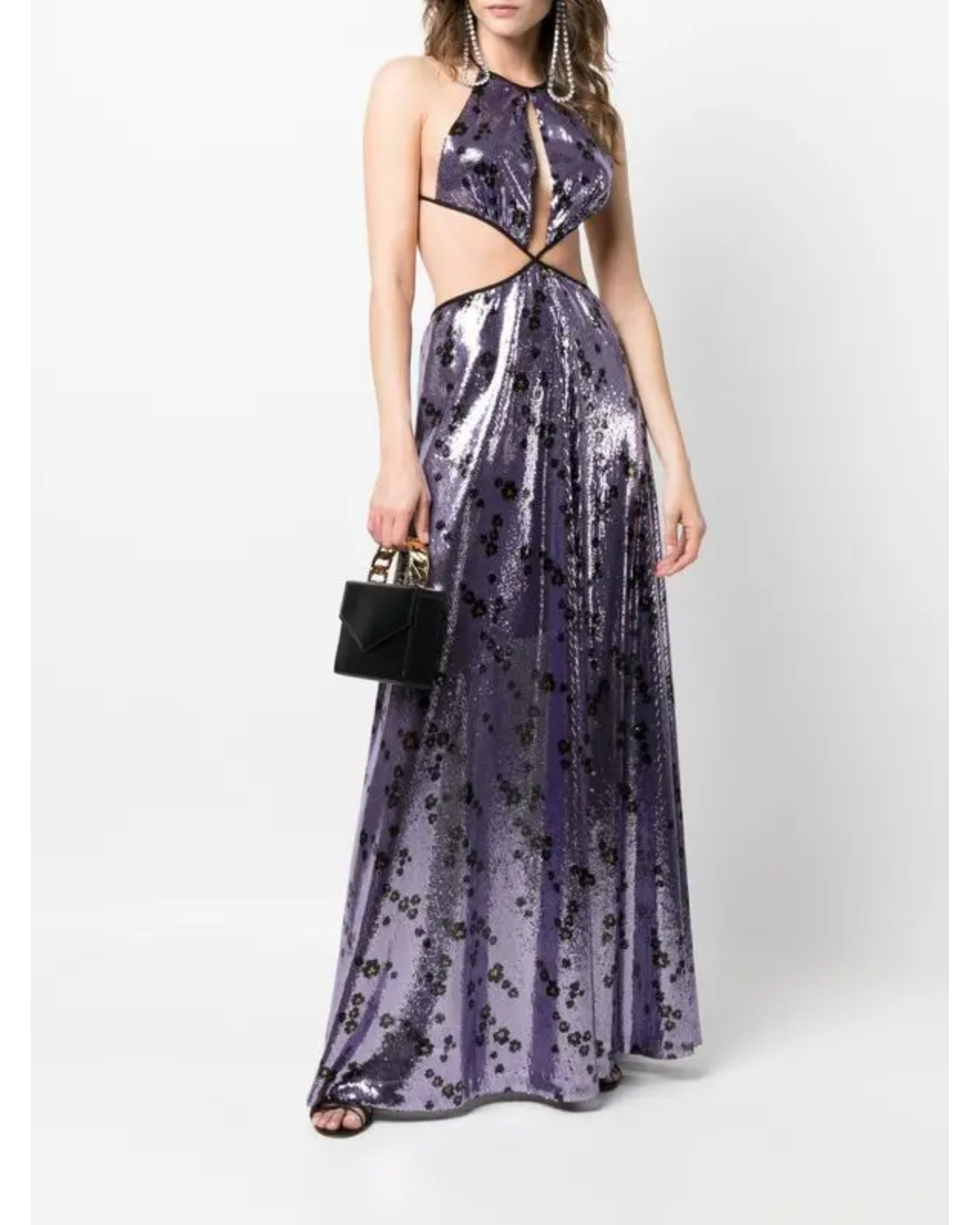 Purple sequinned halter gown with cut-out waist detail — Philosophy Di Lorenzo Serafini | Endless UAE