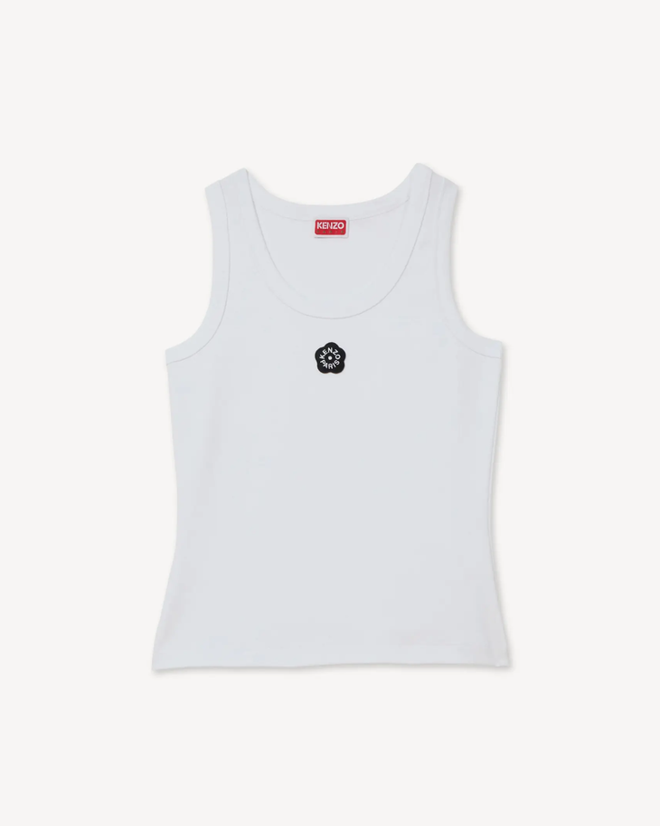 White sleeveless tank top with embroidered details, back view — Kenzo | Endless UAE
