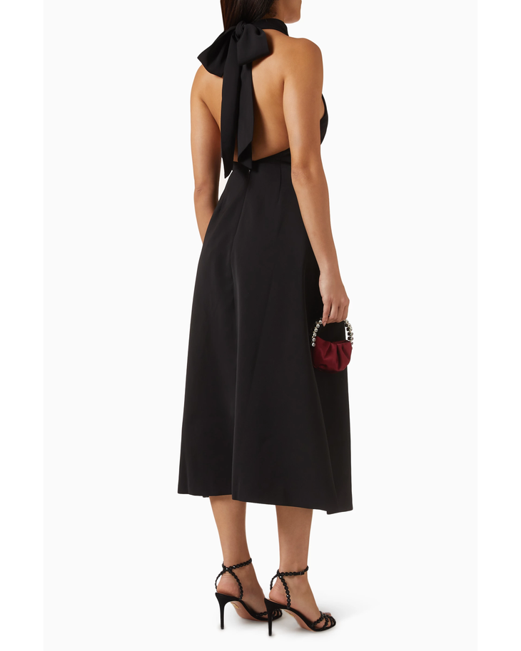 Black halter tie neck midi dress with open back — Odd Muse | Endless UAE