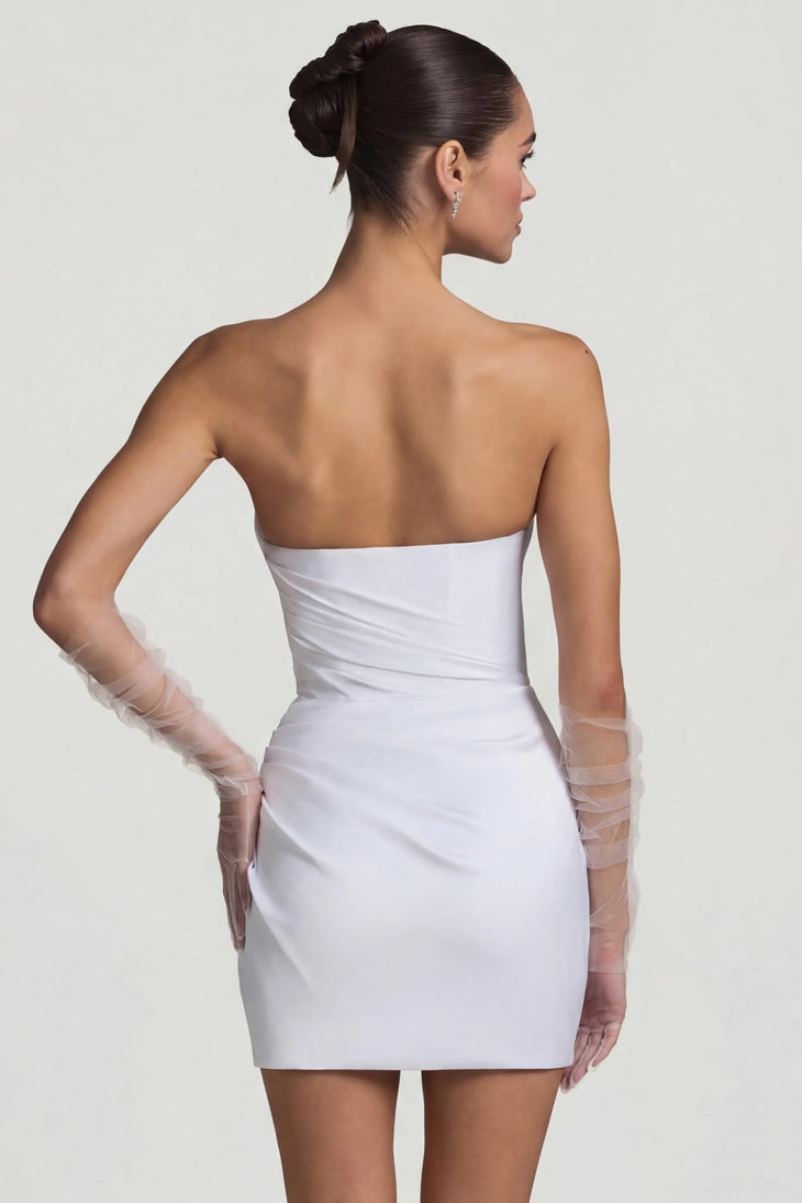 White ruched corset mini dress with beaded neckline — Oh Polly | Endless UAE