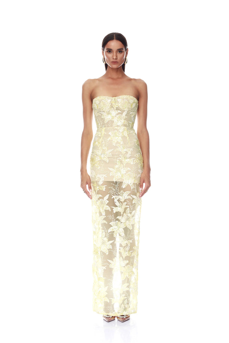 Daffodil Sequin Dahlia Strapless Maxi Dress — Bronx & Banco | Endless UAE
