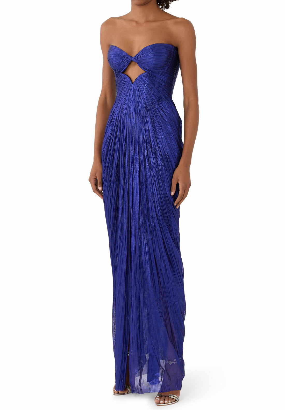 Royal blue pleated strapless maxi gown with cutout detail — Maria Lucia Hohan | Endless UAE