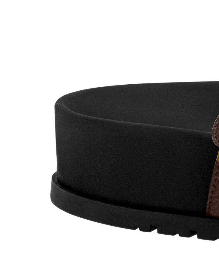 Black leather mule with monogram straps and flat sole — Louis Vuitton | Endless UAE