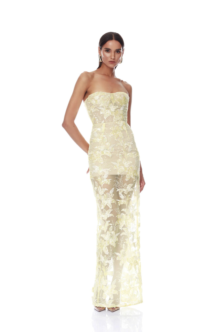Daffodil Sequin Dahlia Strapless Maxi Dress — Bronx & Banco | Endless UAE