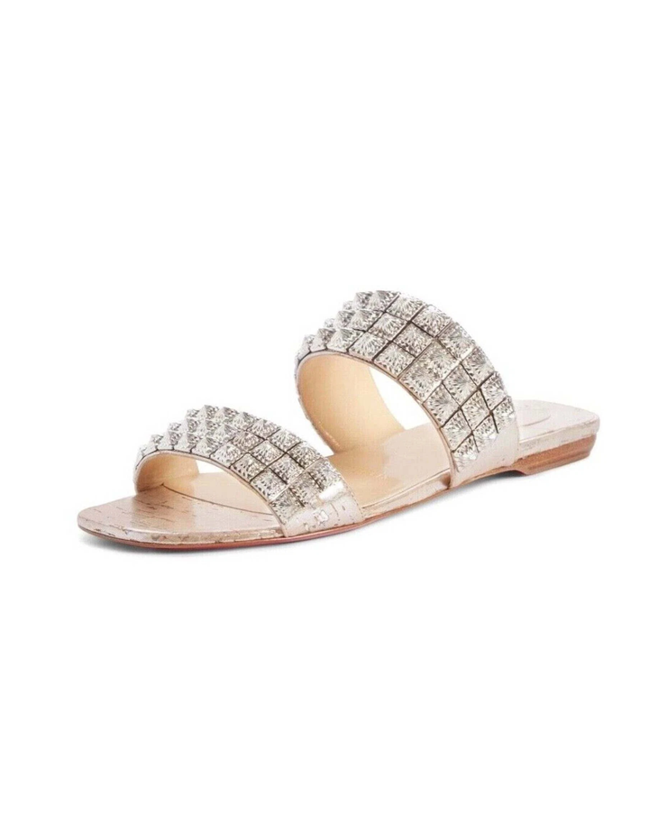 Myriadiam Flat Embellished Sandals in cream with crystal detailing — Christian Louboutin | Endless UAE