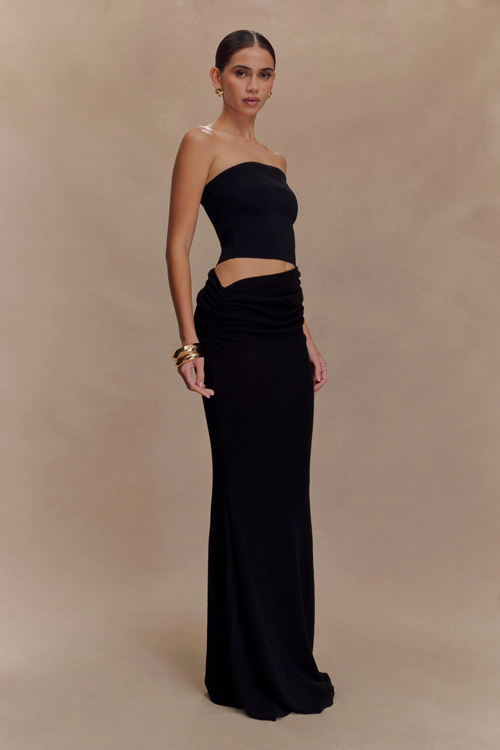 Black strapless knit maxi dress with cutout detail — Meshki | Endless UAE
