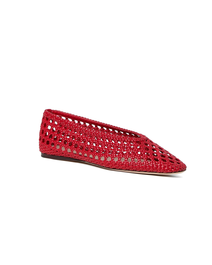 Red crocheted ballet flats with perforated pattern — Loeffler Randall | Endless UAE