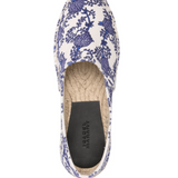 White espadrille shoes with blue floral embroidered pattern and natural jute sole — Isabel Marant | Endless UAE