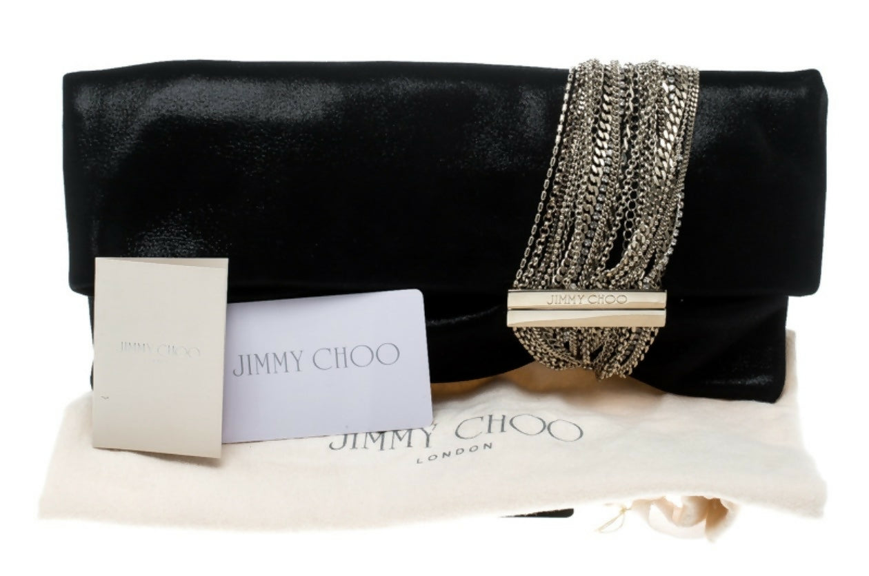Silver chain tassel clutch with Jimmy Choo logo plate — Jimmy Choo | Endless UAE