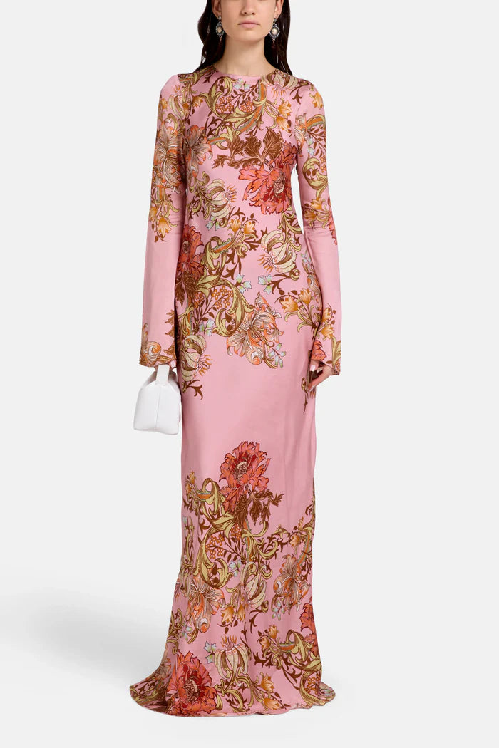 Back Ties Floral Maxi Dress in Pink — Hemant & Nandita | Endless UAE