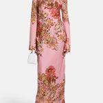 Back Ties Floral Maxi Dress in Pink — Hemant & Nandita | Endless UAE