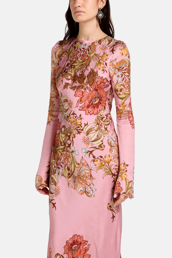 Back Ties Floral Maxi Dress in Pink — Hemant & Nandita | Endless UAE