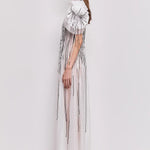Clara Maxi Dress in white with pleated bodice and puff sleeves — Aje | Endless UAE