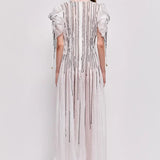Clara Maxi Dress in white with pleated bodice and puff sleeves — Aje | Endless UAE