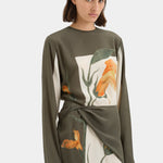 Constance Twist Mini Dress in olive with orange floral print — Sir The Label | Endless UAE
