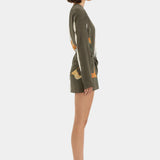 Constance Twist Mini Dress in olive with orange floral print — Sir The Label | Endless UAE