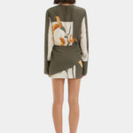 Constance Twist Mini Dress in olive with orange floral print — Sir The Label | Endless UAE