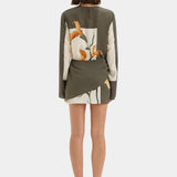 Constance Twist Mini Dress in olive with orange floral print — Sir The Label | Endless UAE