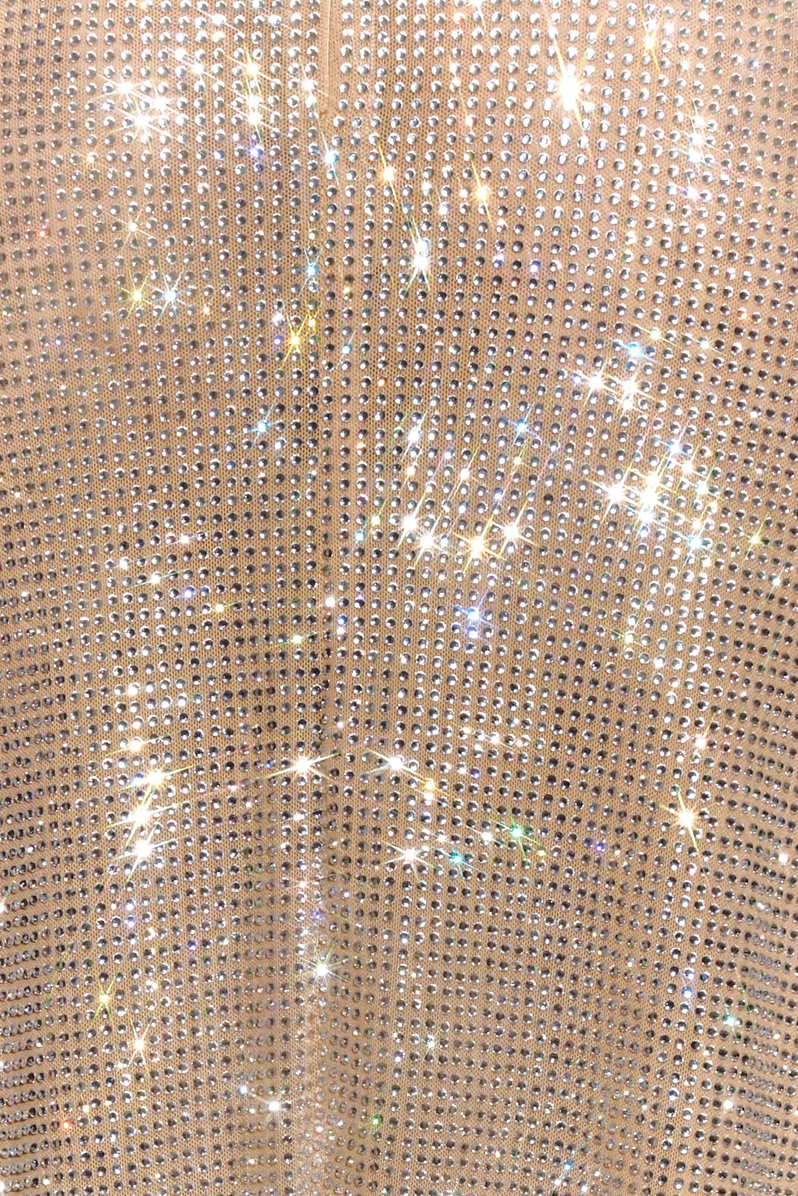 Champagne sequin halter midi dress with plunging neckline — Endless | Endless UAE
