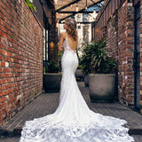 Shawnee white lace mermaid wedding dress with fur wrap — JESSICA COUTURE | Endless UAE