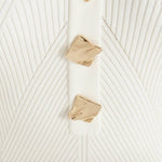 Cream ribbed strapless midi dress with gold button details — Self-Portrait | Endless UAE