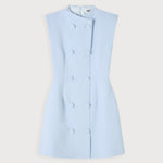 Light blue sleeveless button mini dress with A-line silhouette — Odd Muse | Endless UAE