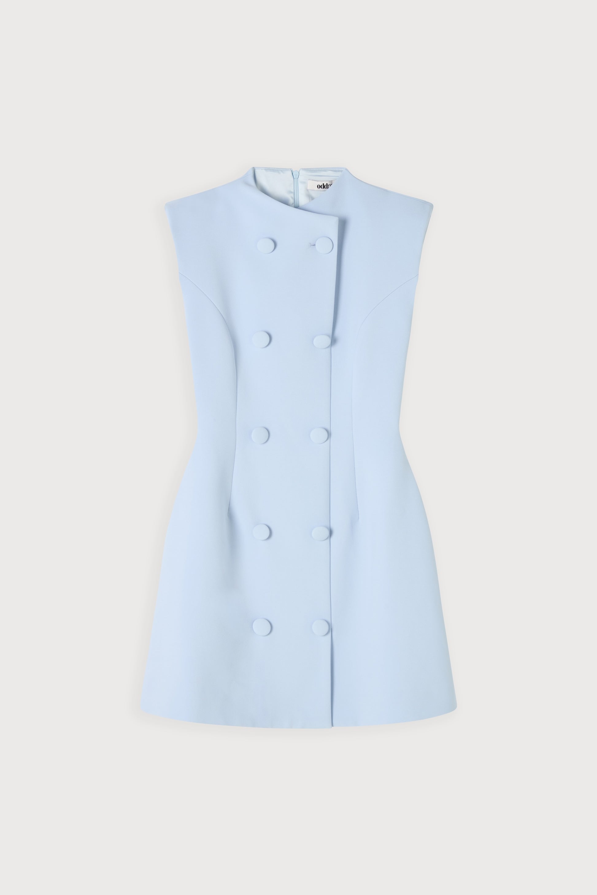 Light blue sleeveless button mini dress with A-line silhouette — Odd Muse | Endless UAE