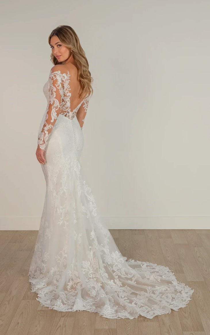 Stella York lace fit-and-flare wedding dress with illusion neckline and long sleeves — Stella York | Endless UAE