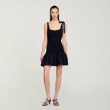 Dual-Material Short Dress