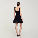 Dual-Material Short Dress