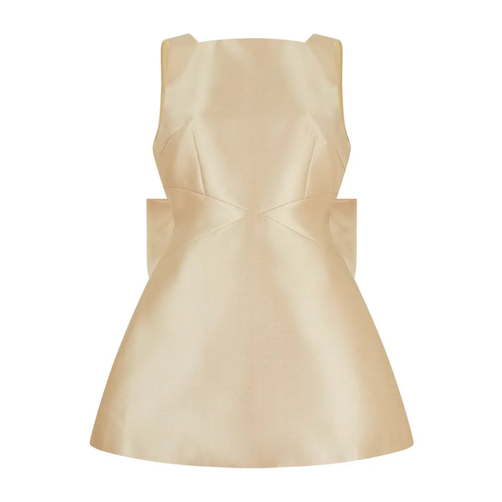 Gold bow detail mini dress on model — Odd Muse | Endless UAE