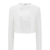 Button Jacket and Mini Skirt in Satin