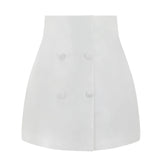 Button Jacket and Mini Skirt in Satin