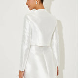 Button Jacket and Mini Skirt in Satin