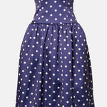 Navy polka-dot strapless cocktail dress with full skirt — Self-Portrait | Endless UAE