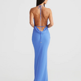 Lopez Cowl Neck Chiffon Backless Dress