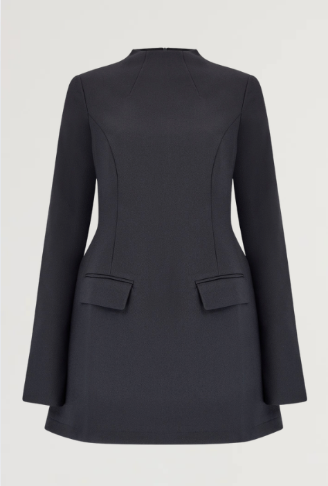 Black Split Sleeve Mini Dress modeled on woman against white background — Odd Muse | Endless UAE