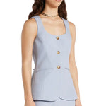 Bloom Waistcoat in light blue with button front and matching skirt — Serena | Endless UAE