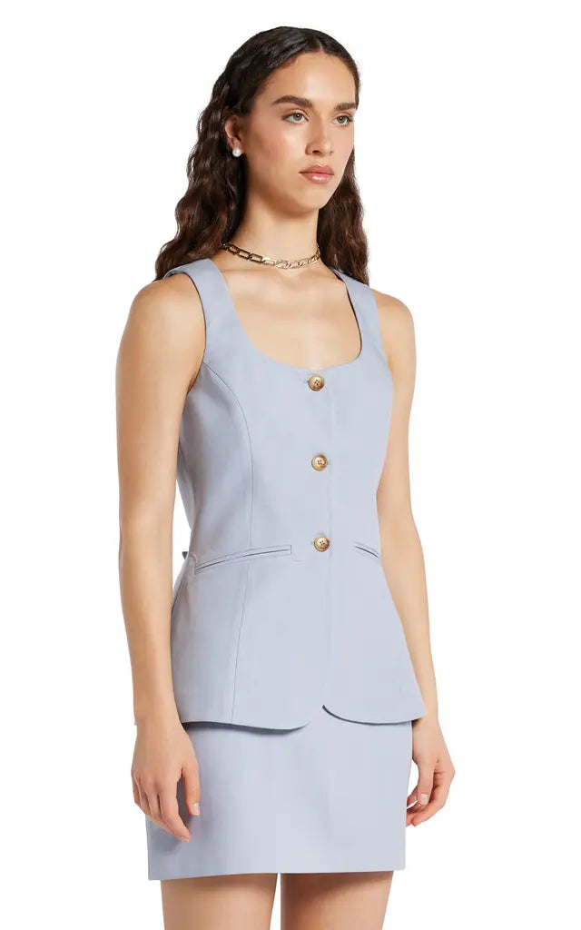 Bloom Waistcoat in light blue with button front and matching skirt — Serena | Endless UAE