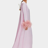 Pink Suzi Maxi Dress with feather cuffs and long sleeves — Sleeper | Endless UAE