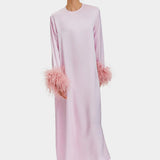 Suzi Maxi Dress in Ecovero with feathered cuffs, pink — Sleeper | Endless UAE