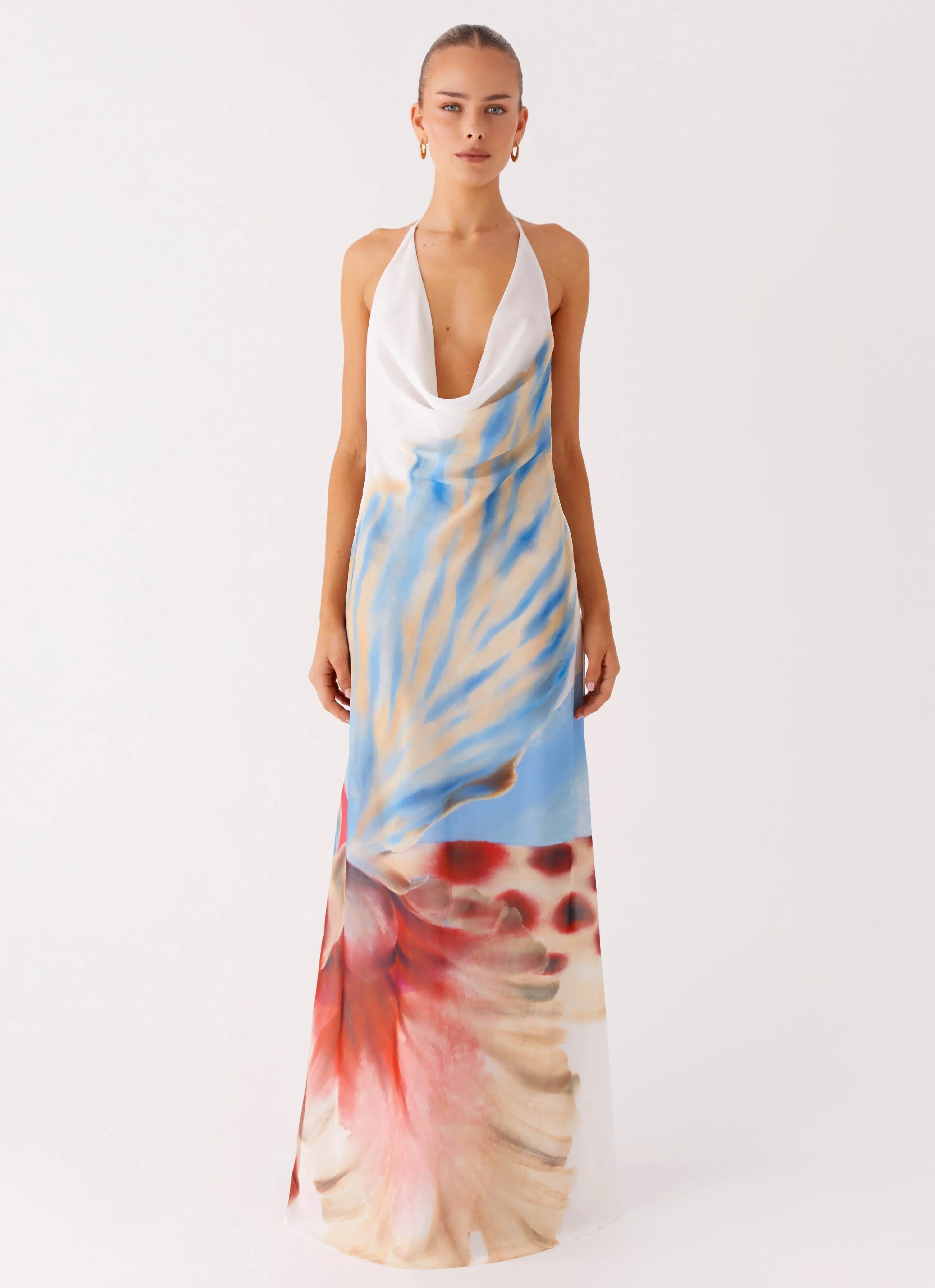 Stars Align Cowl Maxi Dress in multi-color abstract print — Peppermayo | Endless UAE