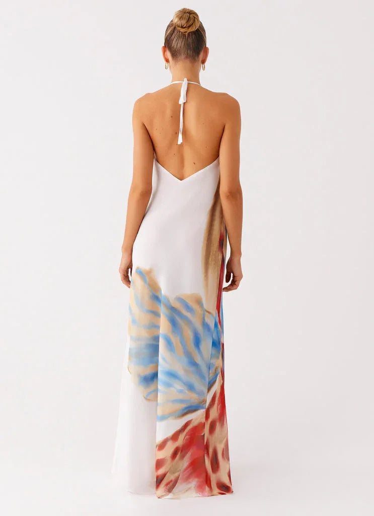 Stars Align Cowl Maxi Dress in multi-color abstract print — Peppermayo | Endless UAE