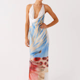 Stars Align Cowl Maxi Dress in multi-color abstract print — Peppermayo | Endless UAE