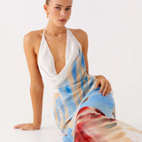 Stars Align Cowl Maxi Dress in multi-color abstract print — Peppermayo | Endless UAE