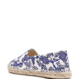 White espadrille shoes with blue floral embroidered pattern and natural jute sole — Isabel Marant | Endless UAE