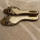 Strass flat sandals with embellished bow detail in cream and gold — Rene Caovilla | Endless UAE